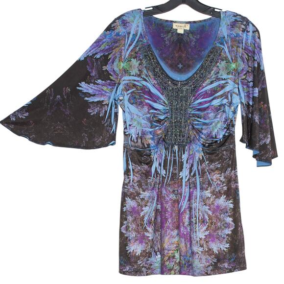 One World Top Y2K Whimsigoth Boho Psychedelic Festival Fairy Grunge Beaded Small - Picture 7 of 7